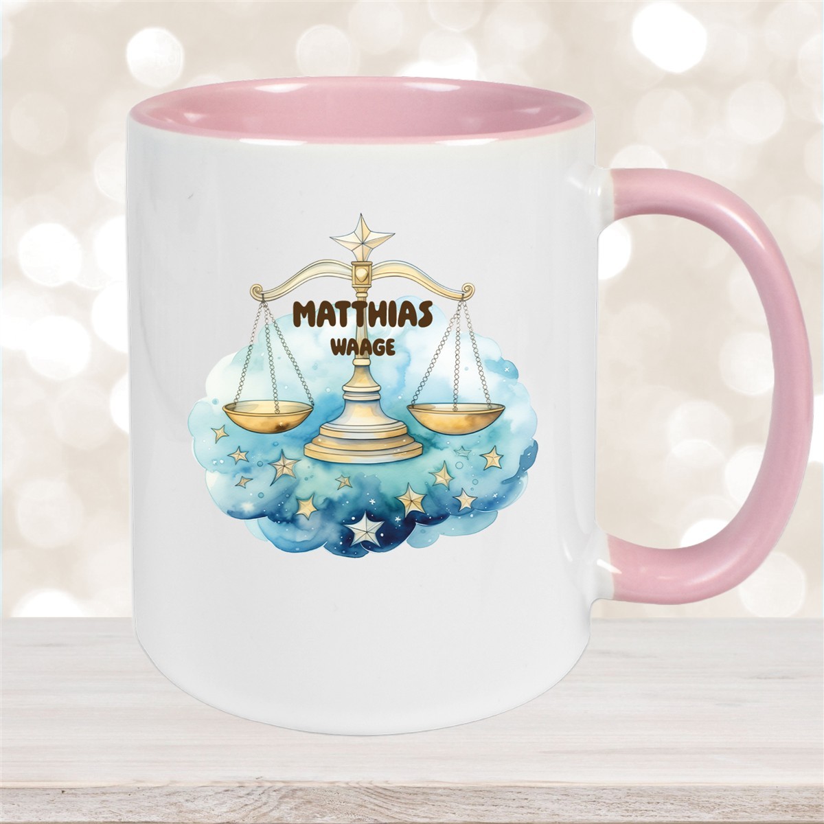 Tasse Sternzeichen Kinder Waage #1 Wunschname Keramik Kinderbecher personalisiert versch. Farben