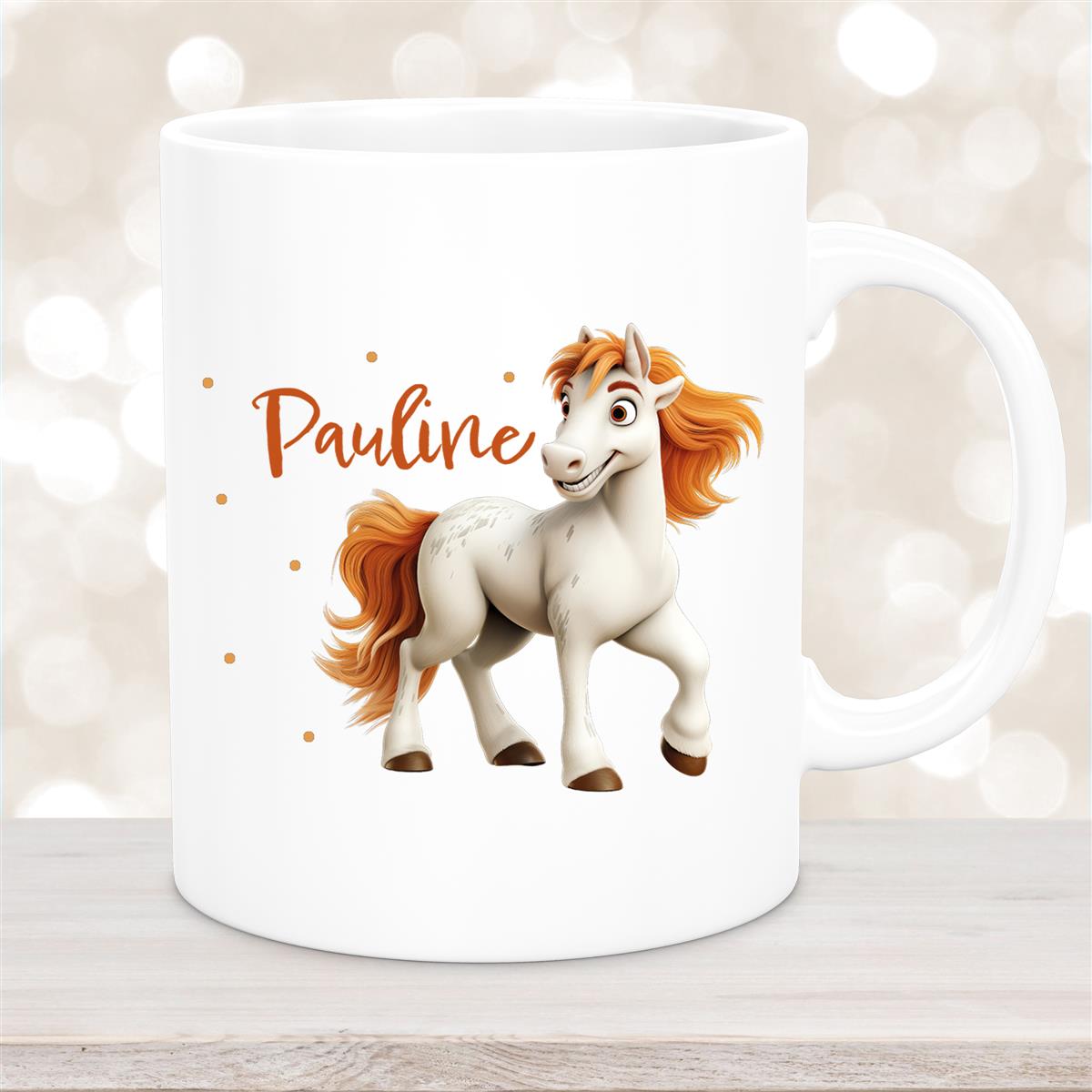 Tasse Pferd #1 Wunschname Keramik Kinderbecher personalisiert Weiß