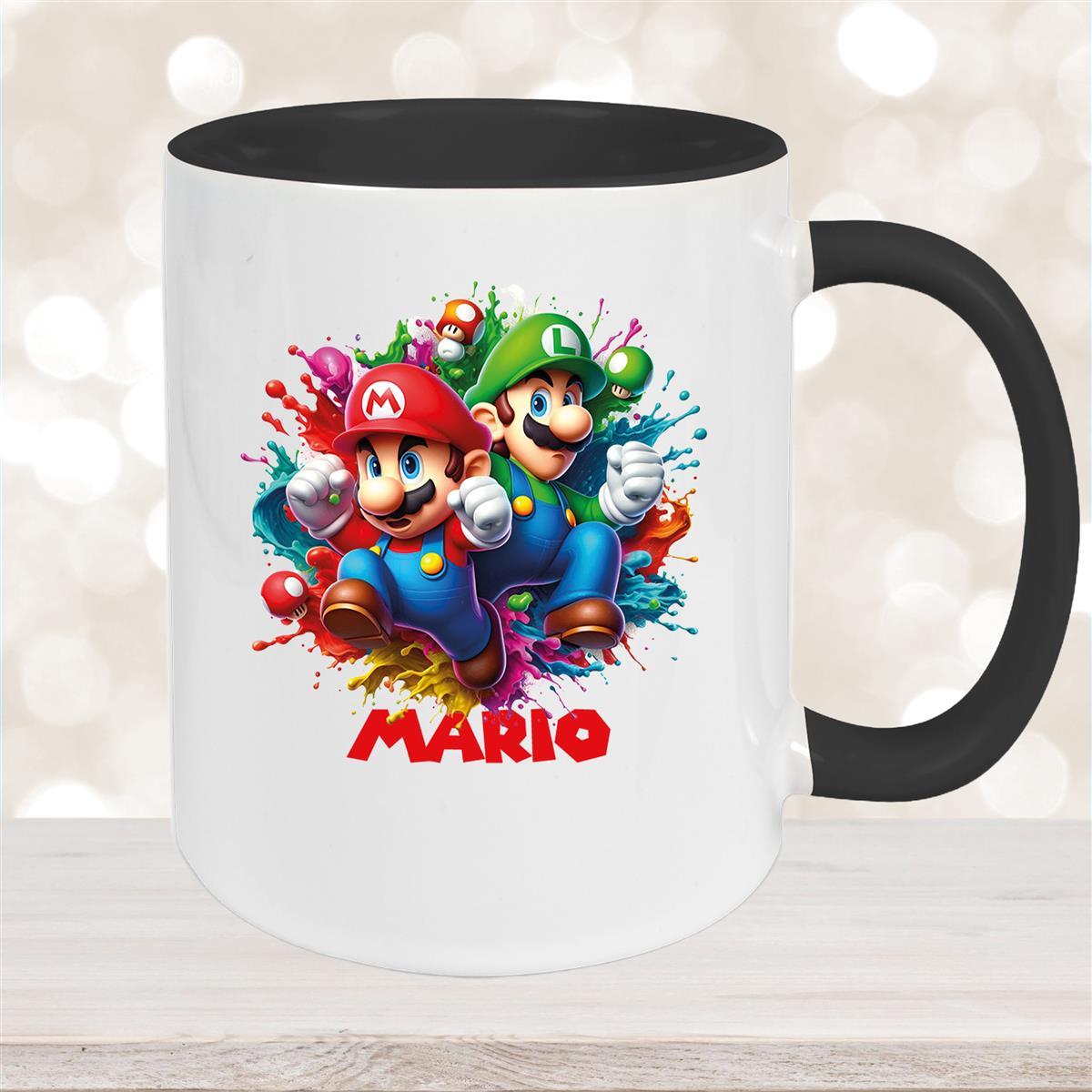Tasse Wunschname Super-Mario #3 Keramik Kinderbecher personalisiert versch. Farben