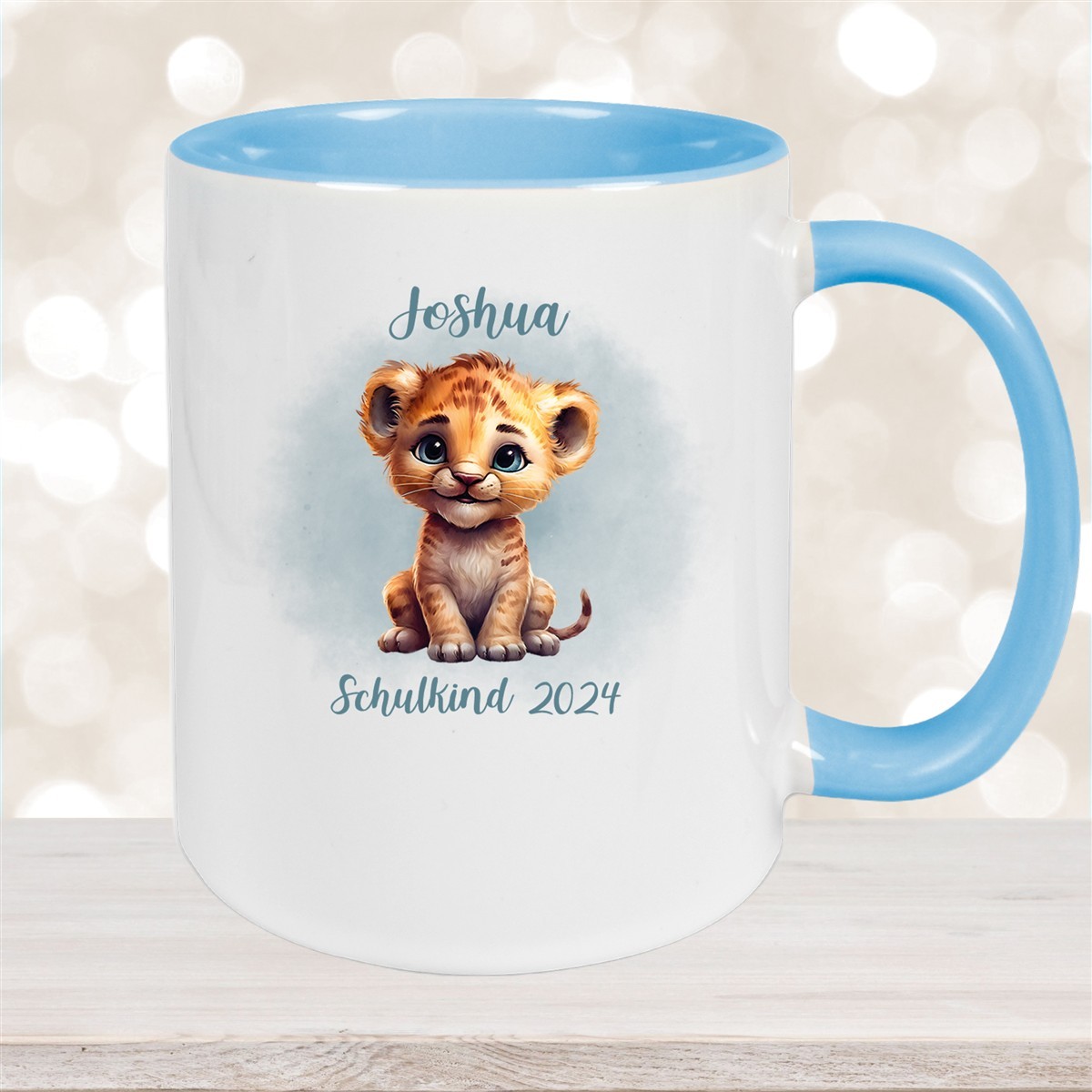 Tasse Schulkind #07 Wunschname Tiger #1 Keramik Kinderbecher Personalisiert versch. Farben