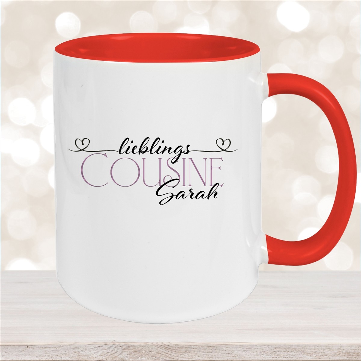Tasse Wunschname Lieblings-Cousine #1 personalisiert Keramik Becher versch. Farben