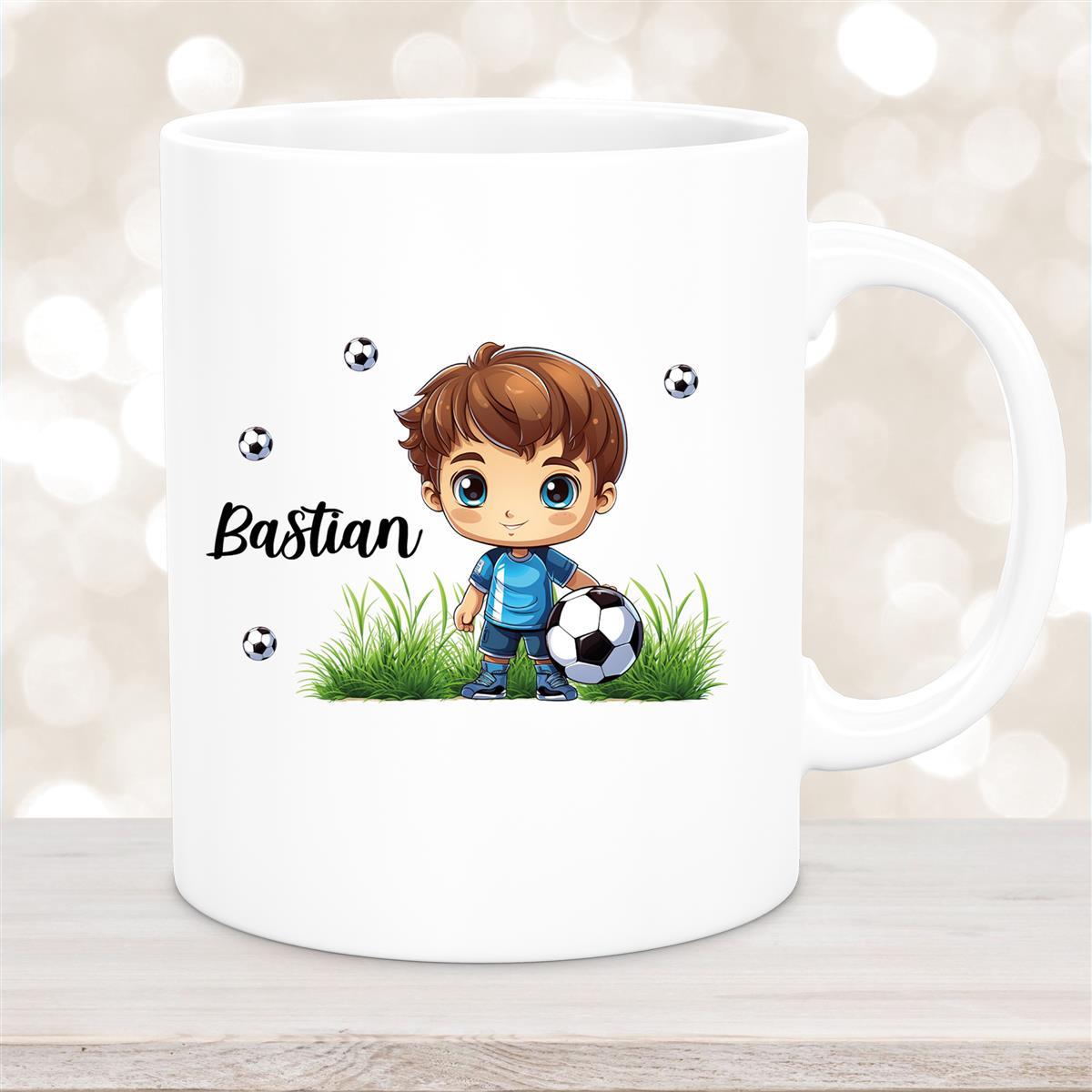 Tasse Fußball #6 Wunschname Keramik Kinderbecher personalisiert versch. Farben