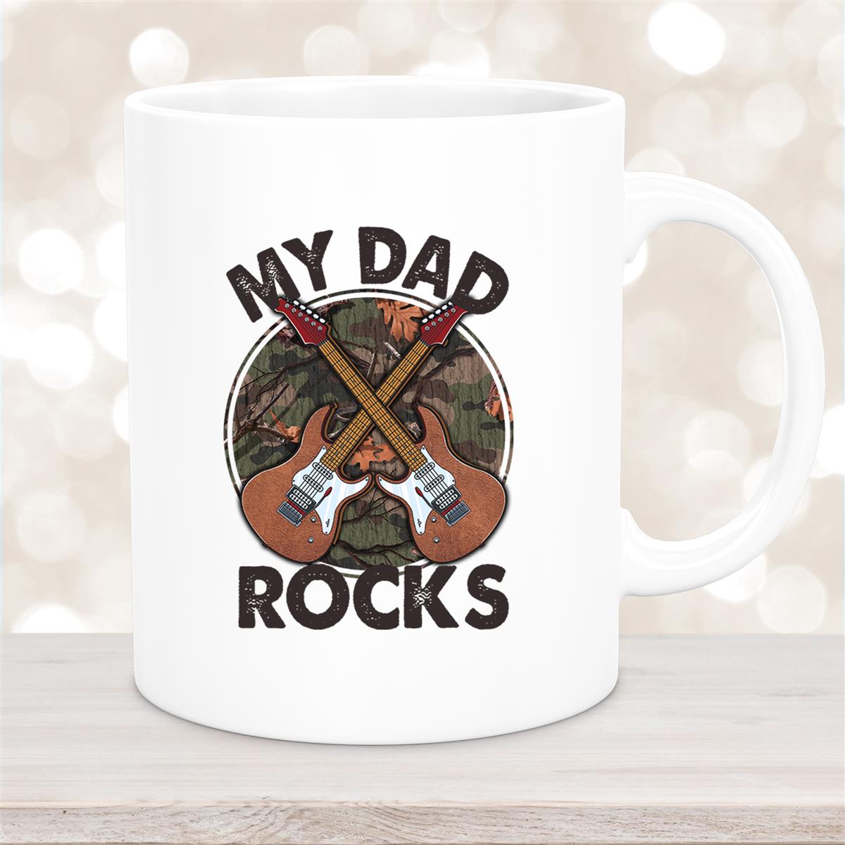 Tasse Vatertag #3 "MY DAD ROCKS" Wunschnamen Keramik Personalisiert Weiß