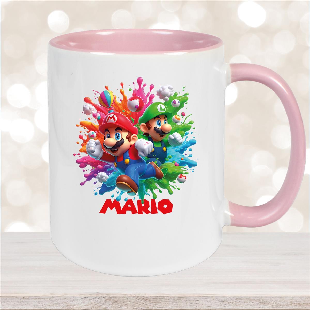 Tasse Wunschname Super-Mario #1 Keramik Kinderbecher personalisiert versch. Farben