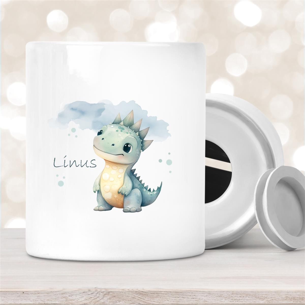 Spardose mit Wunschname Dino #15 personalisiert