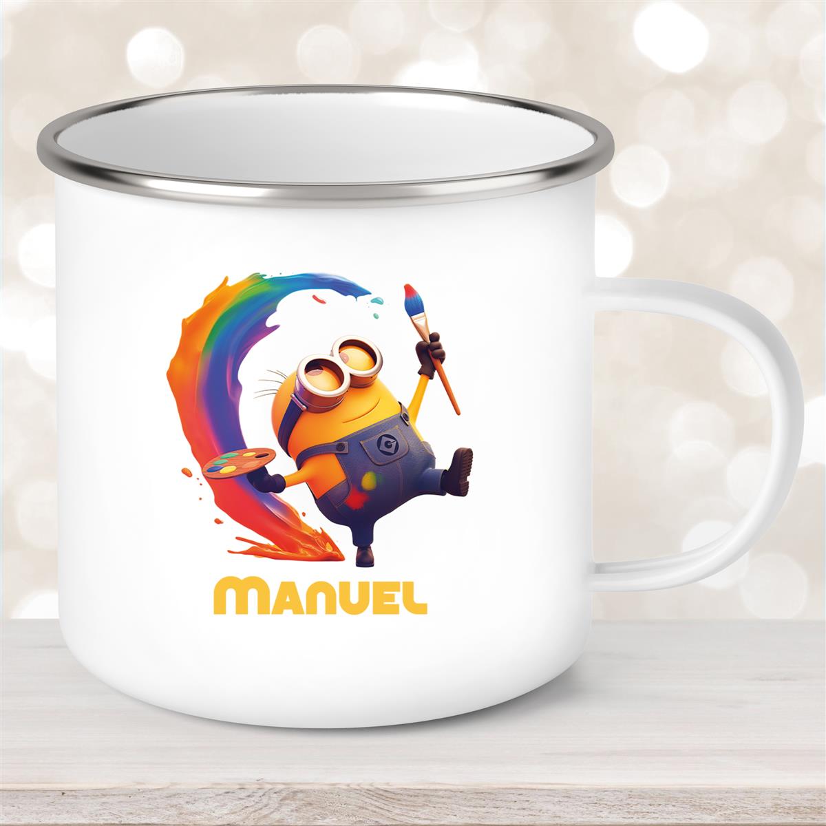 Tasse Minions Kinder Minion #4 Maler Wunschname Emaille Kinderbecher personalisiert 