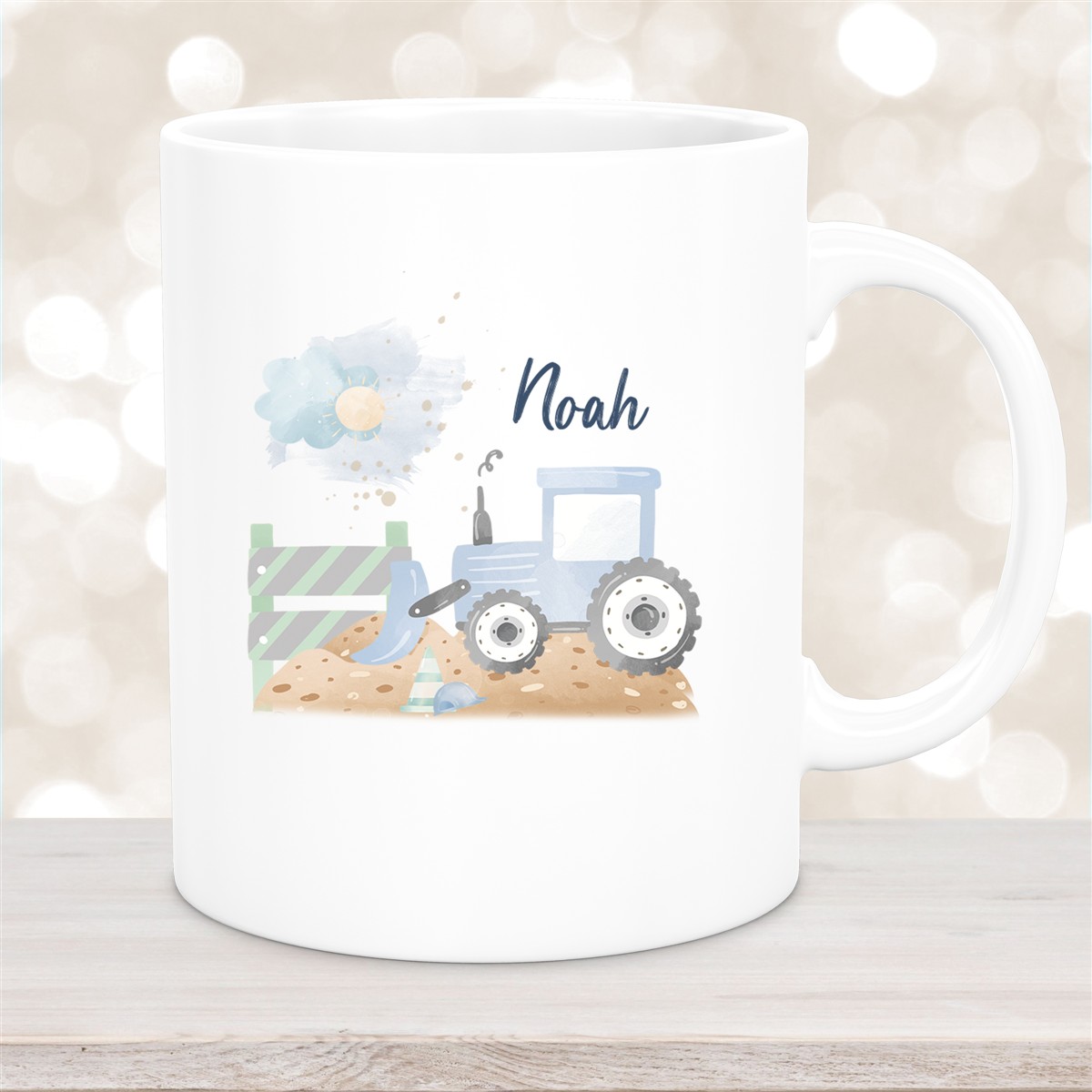Tasse Wunschname Baustelle Traktor #1 Keramik Kinderbecher versch. Farben