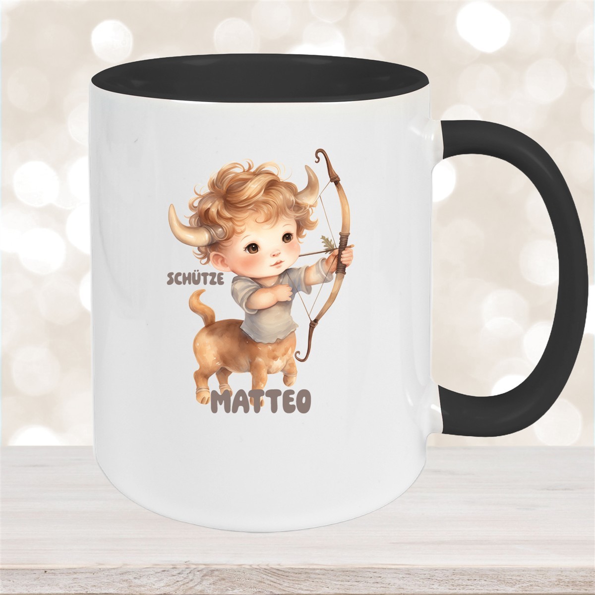 Tasse Sternzeichen Kinder Schütze #1 Wunschname Keramik Kinderbecher personalisiert versch. Farben