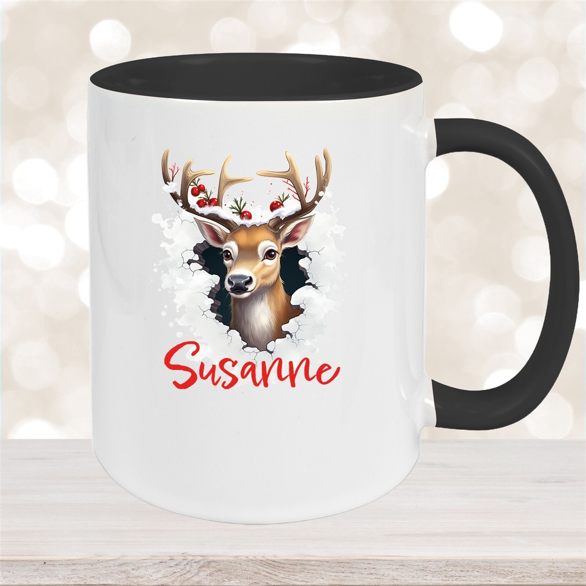Tasse Wunschname Christmas Rentier #2 Keramik Kinderbecher versch. Farben