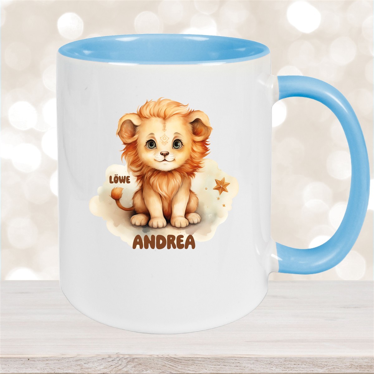 Tasse Sternzeichen Kinder Löwe #1 Wunschname Keramik Kinderbecher personalisiert versch. Farben