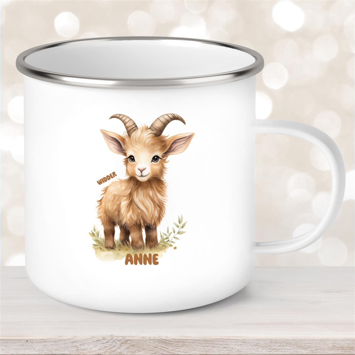 Tasse Sternzeichen Kinder Widder #1 Wunschname Emaille Kinderbecher personalisiert