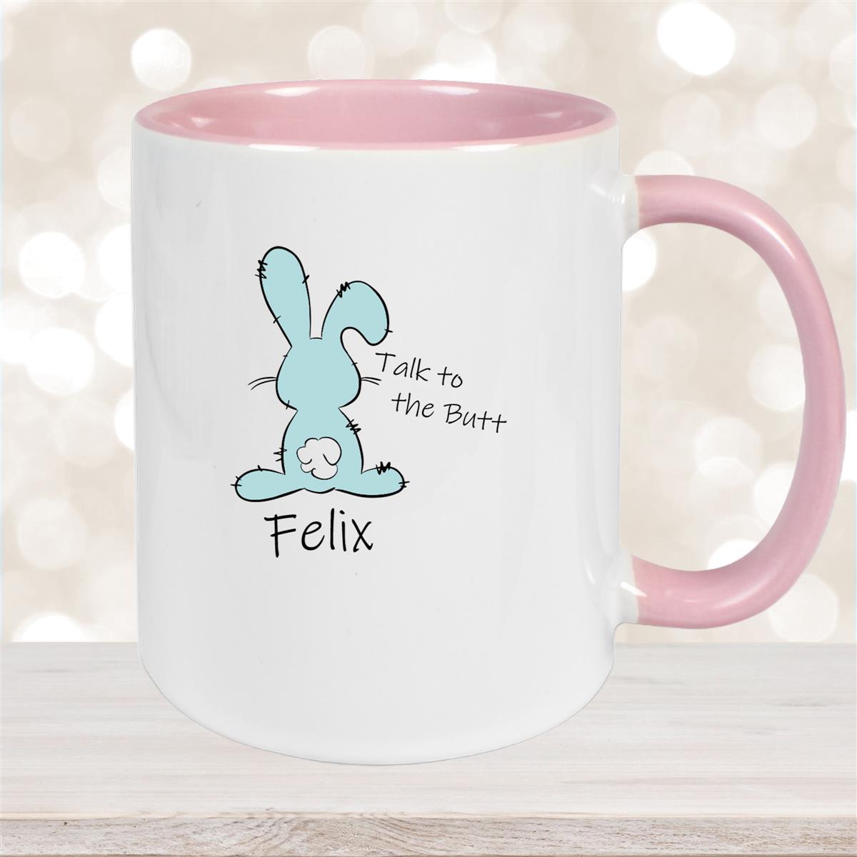 Tasse Ostern - Hase Talk to the Butt #2 Wunschnamen Keramik personalisiert versch. Farben