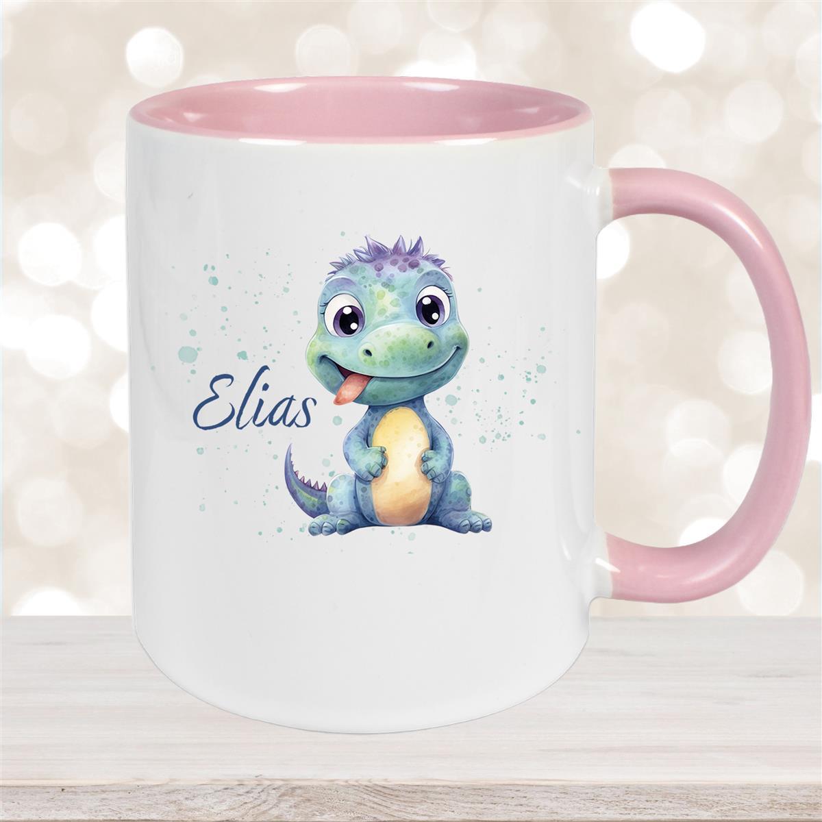 Tasse Dino #13 Wunschname Keramik Kinderbecher Personalisiert versch. Farben