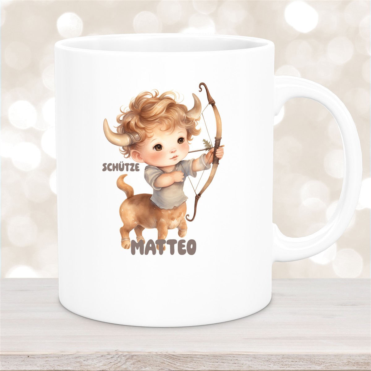 Tasse Sternzeichen Kinder Schütze #1 Wunschname Keramik Kinderbecher personalisiert versch. Farben