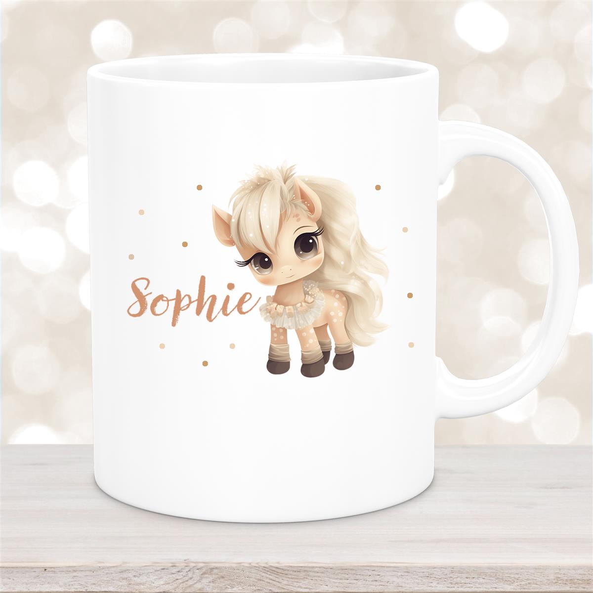 Tasse Pferd #8 Wunschname Keramik Kinderbecher personalisiert versch. Farben
