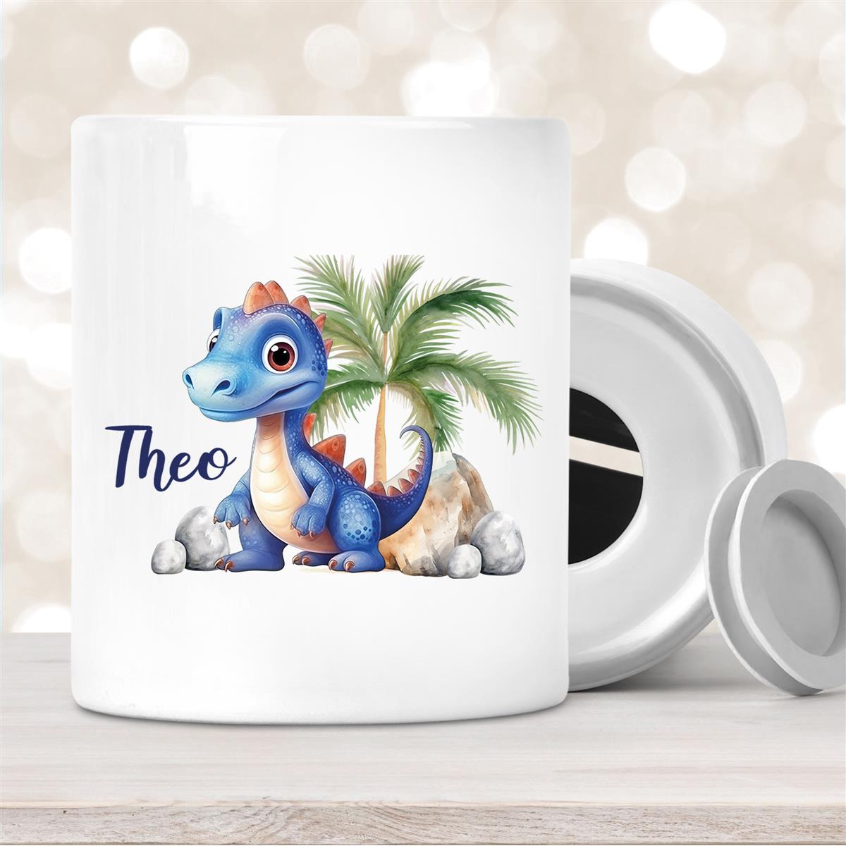 Spardose mit Wunschname Dino #8 personalisiert