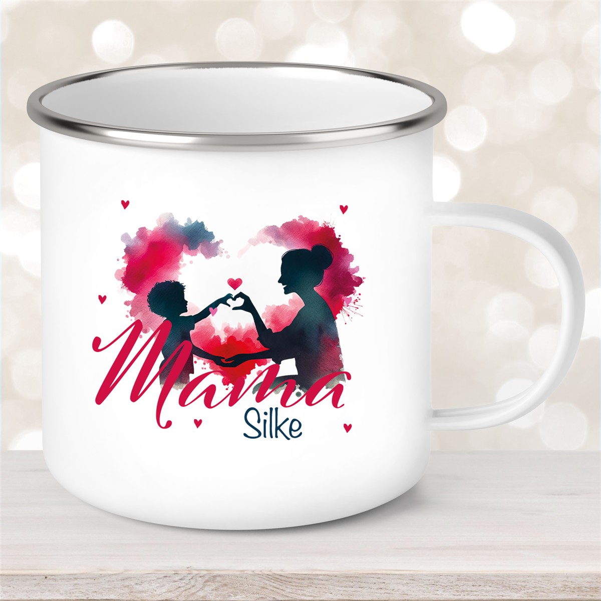 Tasse Muttertag #12 Wunschnamen Emaille Personalisiert