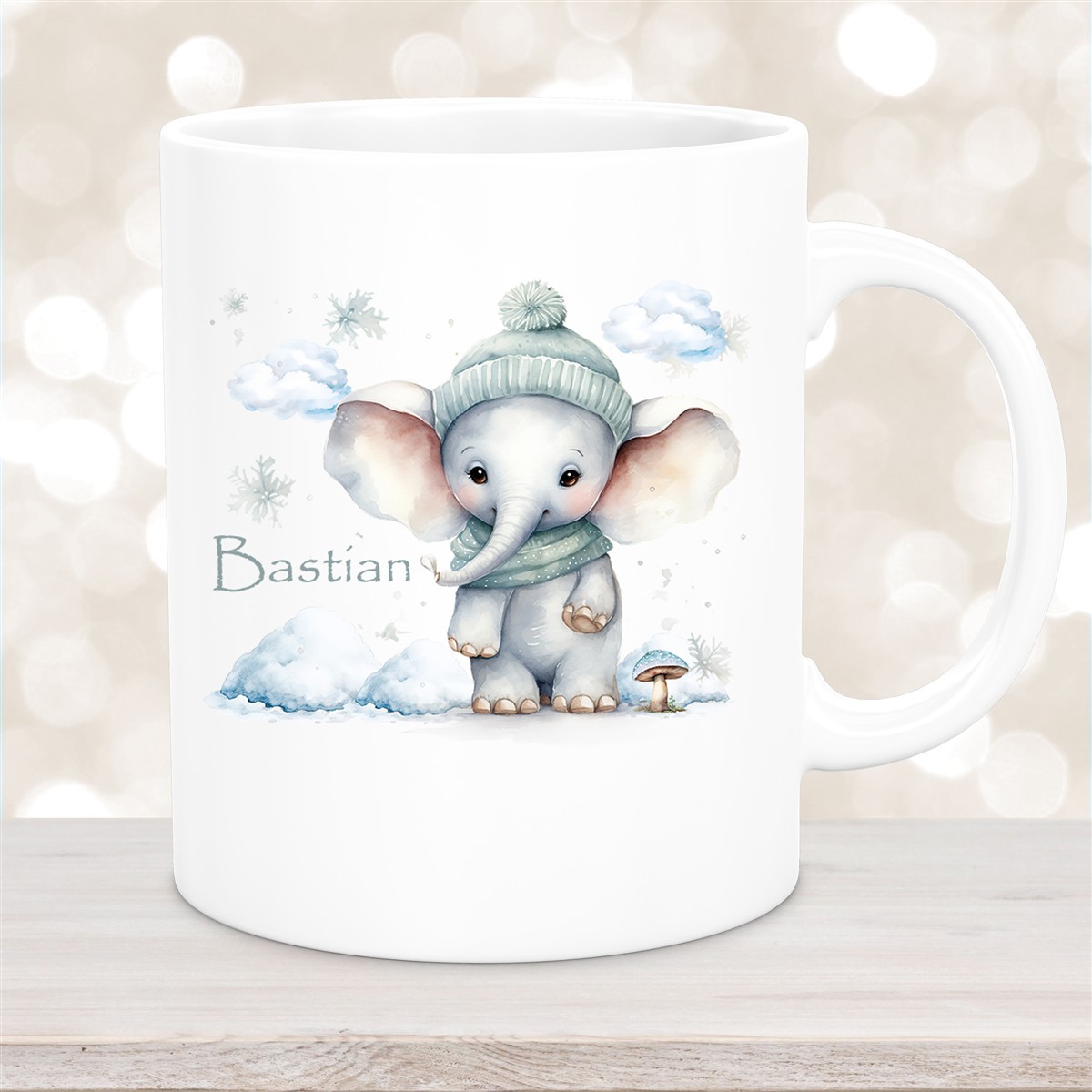 Tasse Wunschname Christmas Elefant #2 Keramik Kinderbecher versch. Farben