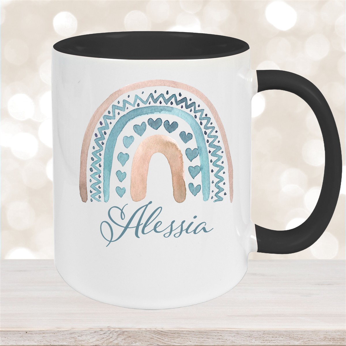 Tasse Wunschname Regenbogen #5 Keramik Kinderbecher versch. Farben
