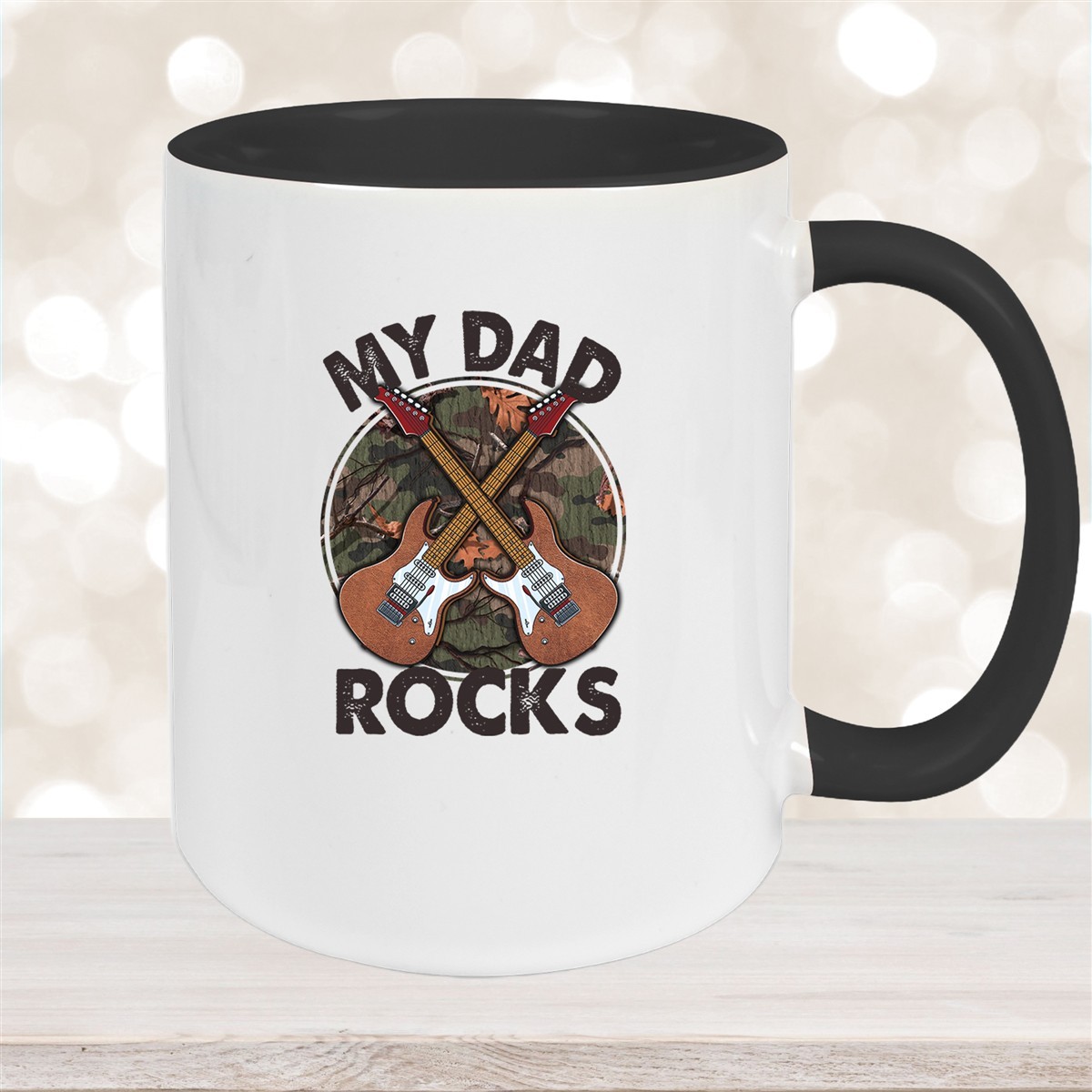 Tasse Vatertag #3 "MY DAD ROCKS"  Wunschnamen Keramik Personalisiert versch. Farben