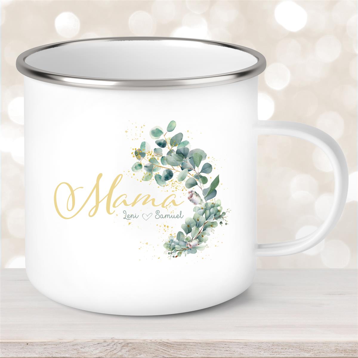 Tasse Muttertag #8 Wunschnamen Emaille Personalisiert