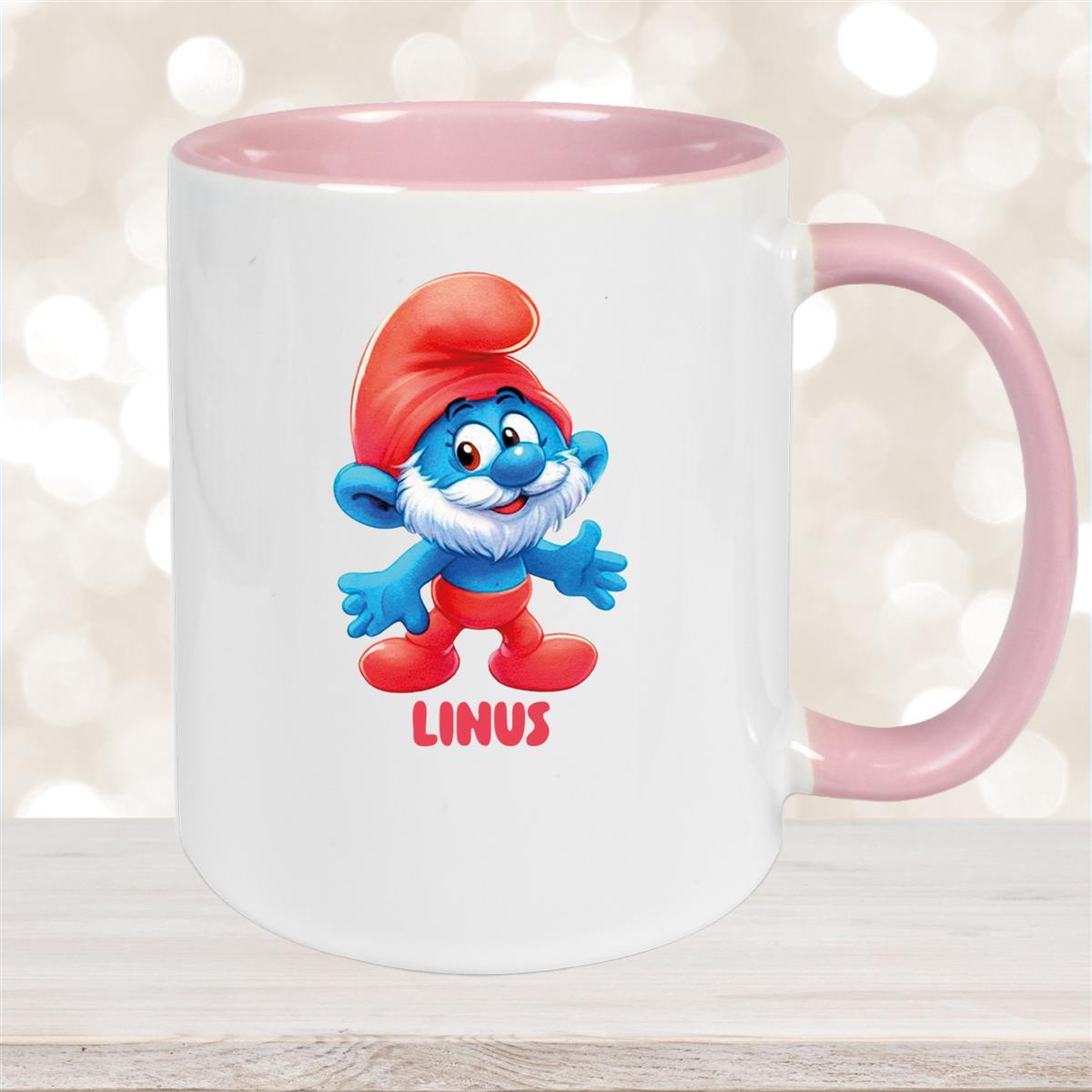 Tasse Kinder Schlumpf #4 Papa Schlumpf Wunschname Keramik Kinderbecher personalisiert versch. Farben