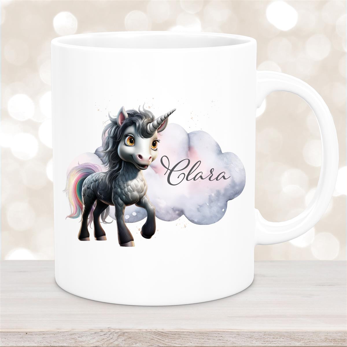 Tasse Einhorn #7 Wunschname Keramik Kinderbecher personalisiert Weiß