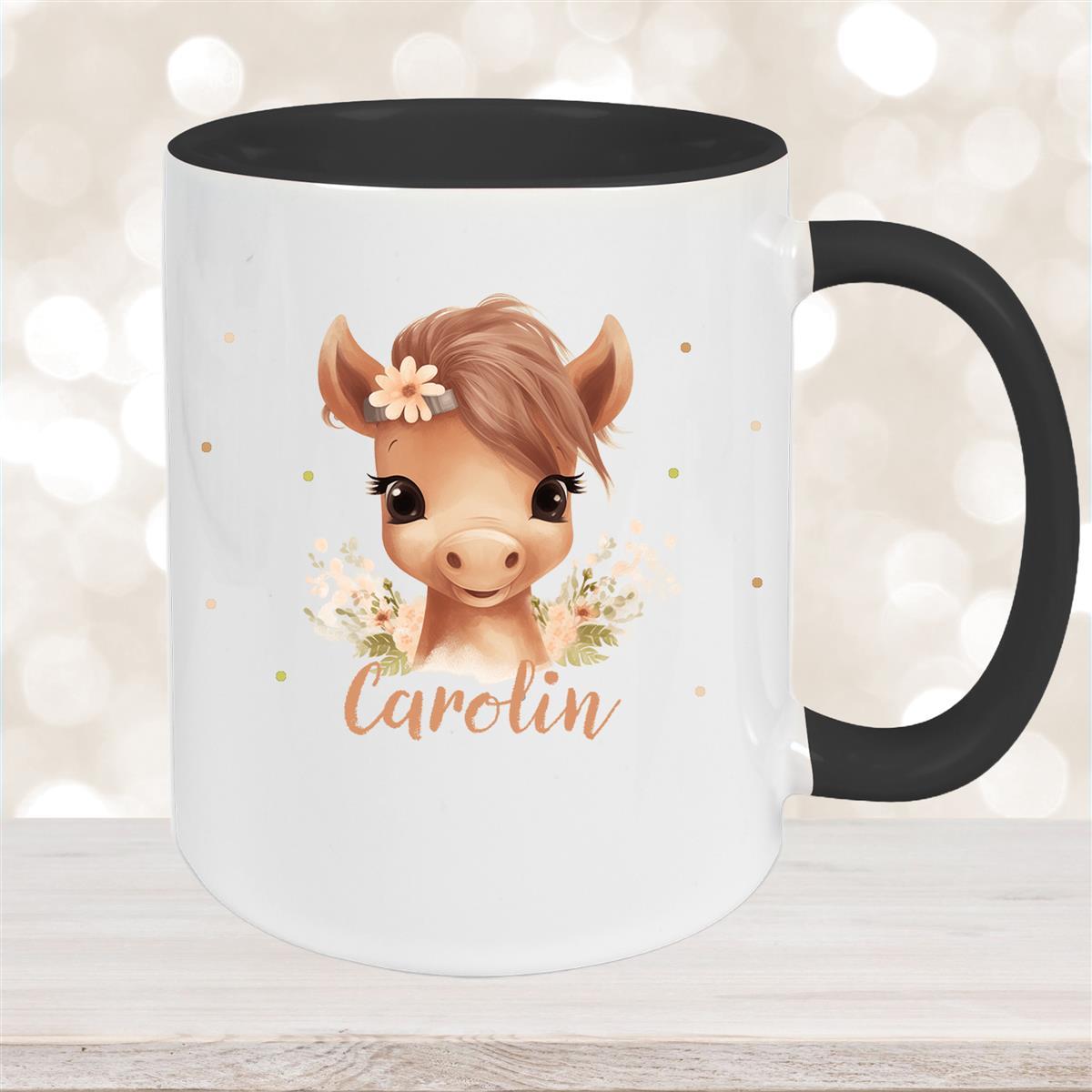 Tasse Pferd #6 Wunschna Keramik Kinderbecher personalisiert versch. Farben