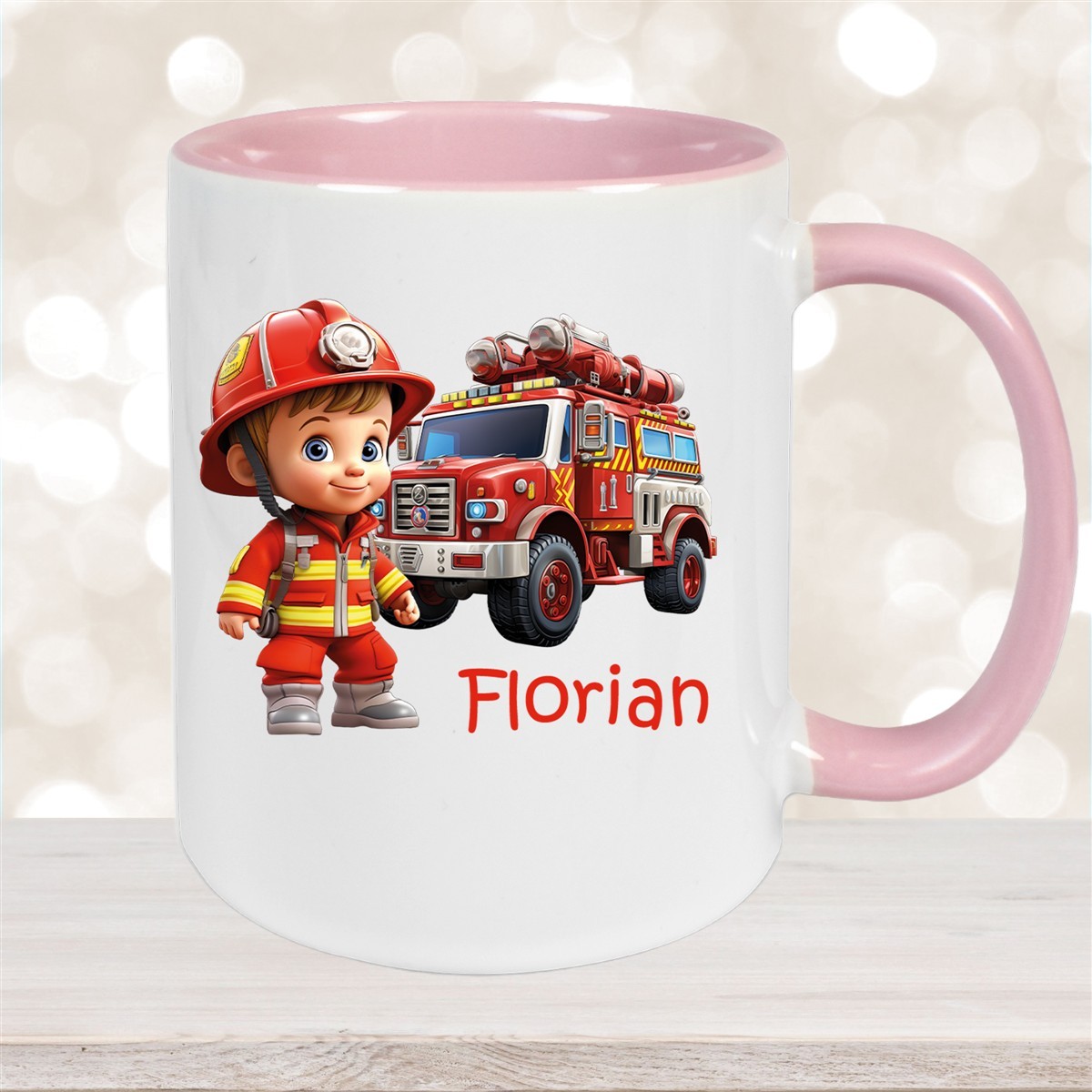 Tasse Wunschname Feuerwehr #2 Keramik Kinderbecher versch. Farben