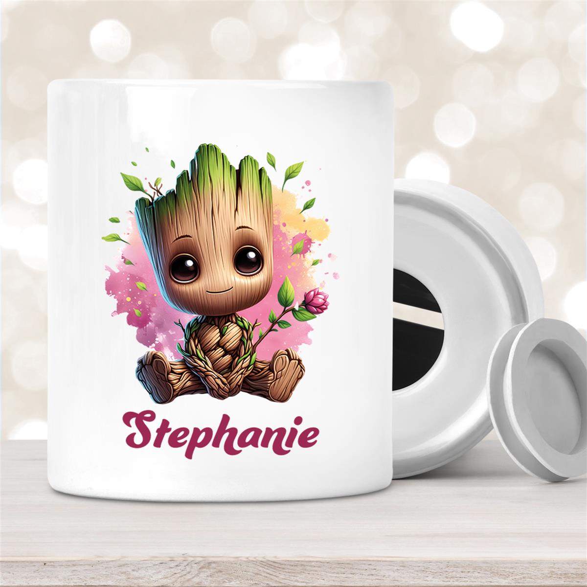 Spardose mit Wunschname Baby-Groot #3 personalisiert