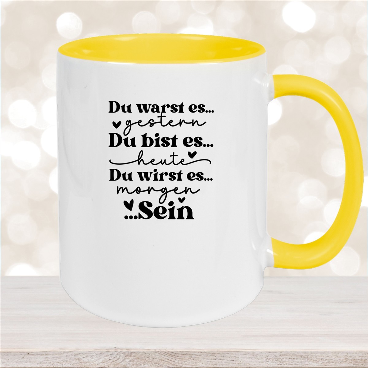 Tasse Spruch "Du bist es" Valentinstag #12 Keramik versch. Farben
