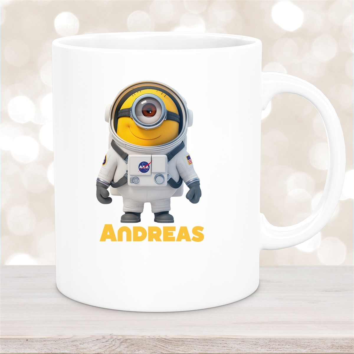 Tasse Minions Kinder Minion #3 Astronaut Wunschname Keramik Kinderbecher personalisiert versch. Farben