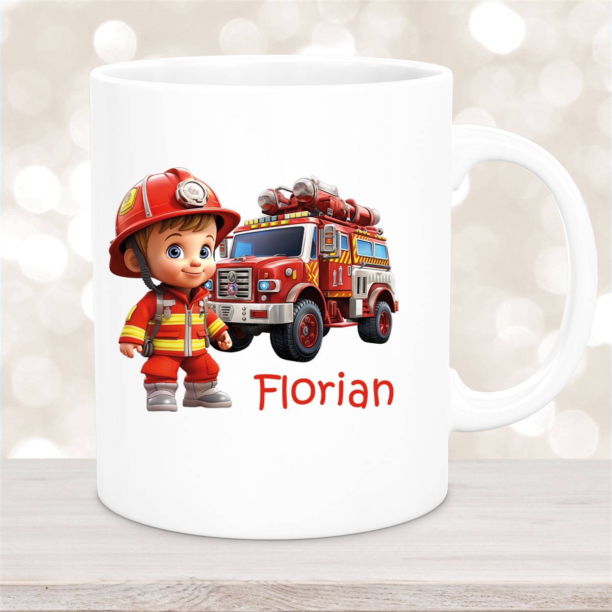 Tasse Wunschname Feuerwehr #2 Keramik Kinderbecher versch. Farben