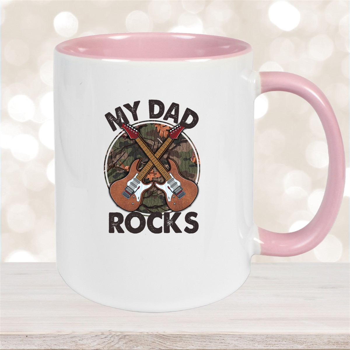 Tasse Vatertag #3 "MY DAD ROCKS"  Wunschnamen Keramik Personalisiert versch. Farben