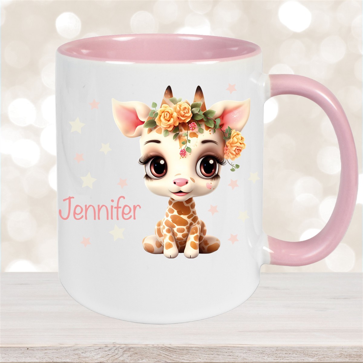 Tasse Wunschname Giraffe #1 Keramik Kinderbecher versch. Farben