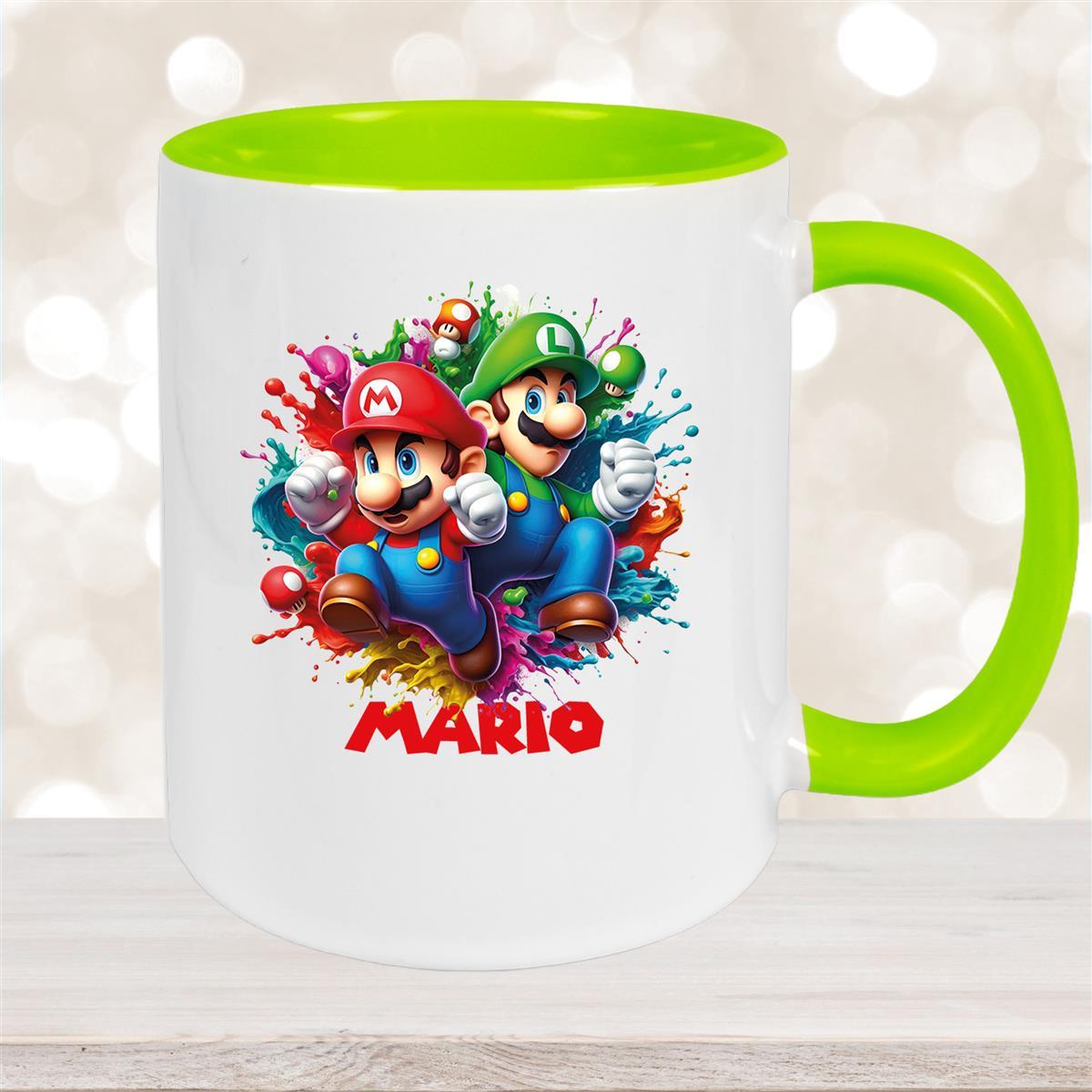 Tasse Wunschname Super-Mario #3 Keramik Kinderbecher personalisiert versch. Farben