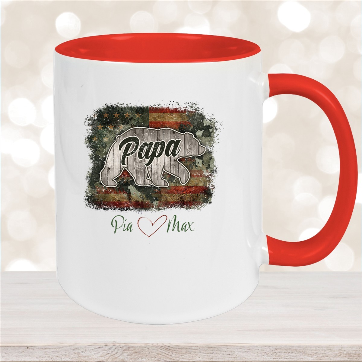 Tasse Vatertag #7 Papa "Bär" Wunschnamen Keramik Personalisiert versch. Farben