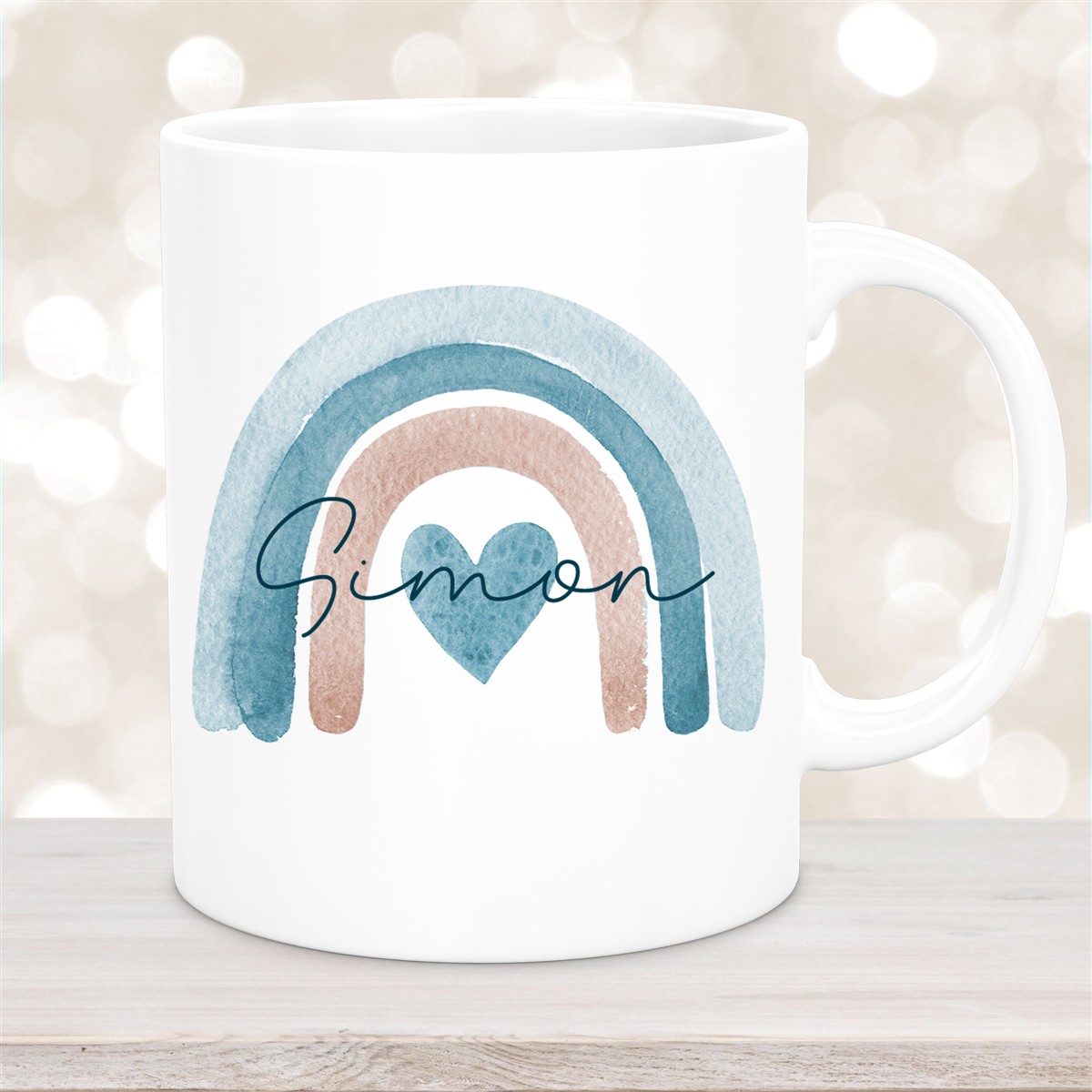 Tasse Wunschname Regenbogen #6 Keramik Kinderbecher versch. Farben