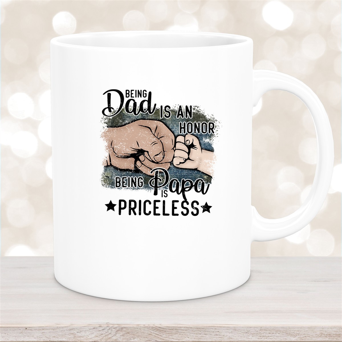 Tasse Vatertag #4 "Being Papa is Priceless" Wunschnamen Keramik Personalisiert versch. Farben