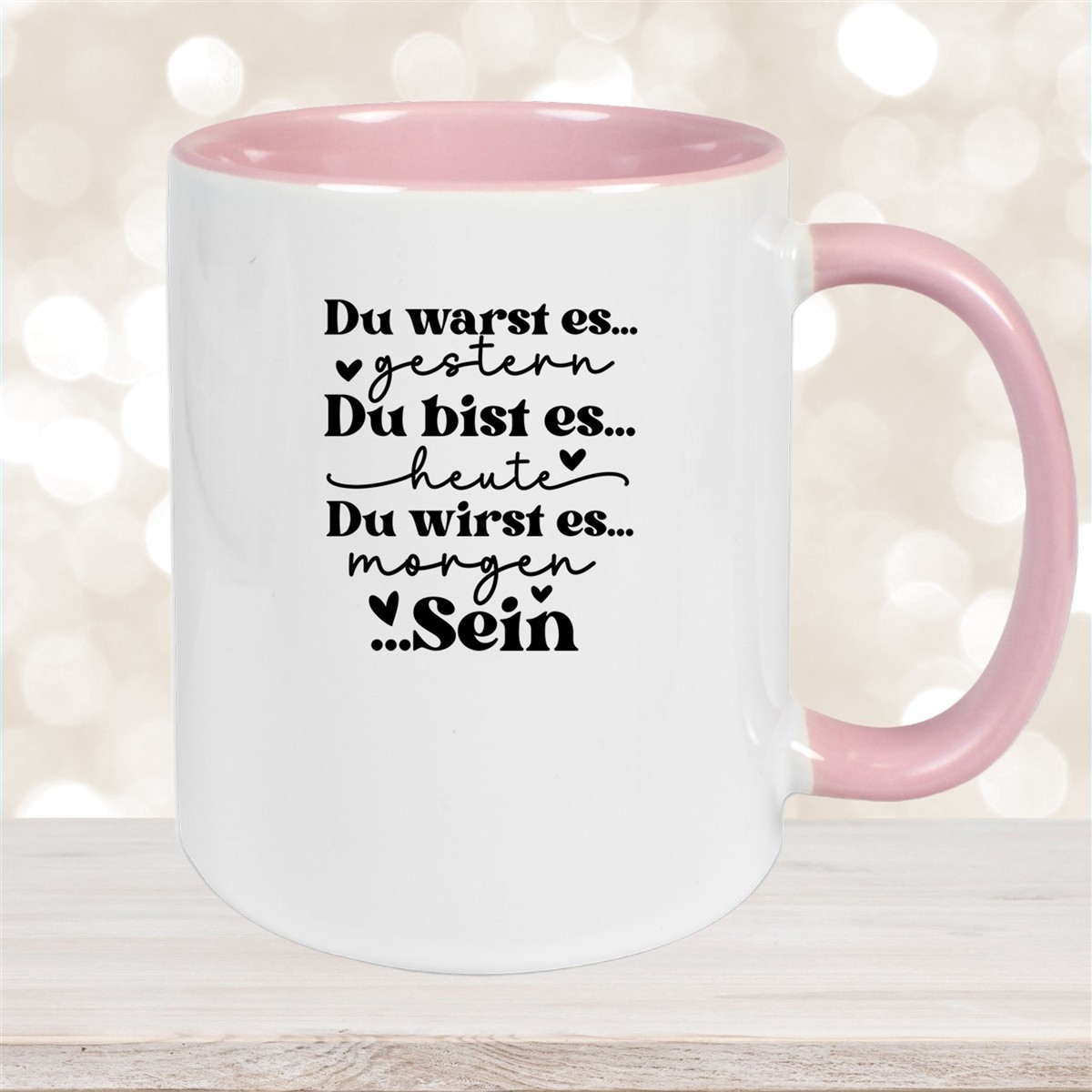Tasse Spruch "Du bist es" Valentinstag #12 Keramik versch. Farben