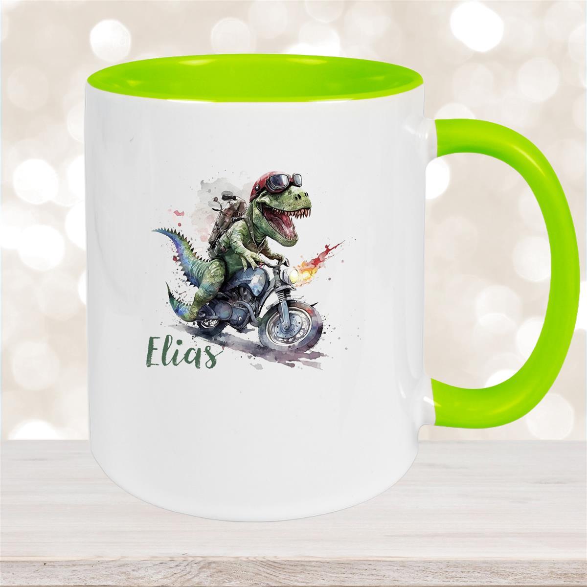 Tasse Dino #5 Wunschname Keramik Kinderbecher Personalisiert versch. Farben