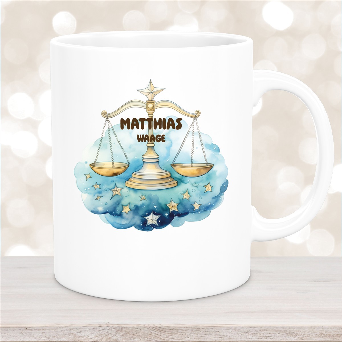 Tasse Sternzeichen Kinder Waage #1 Wunschname Keramik Kinderbecher personalisiert versch. Farben