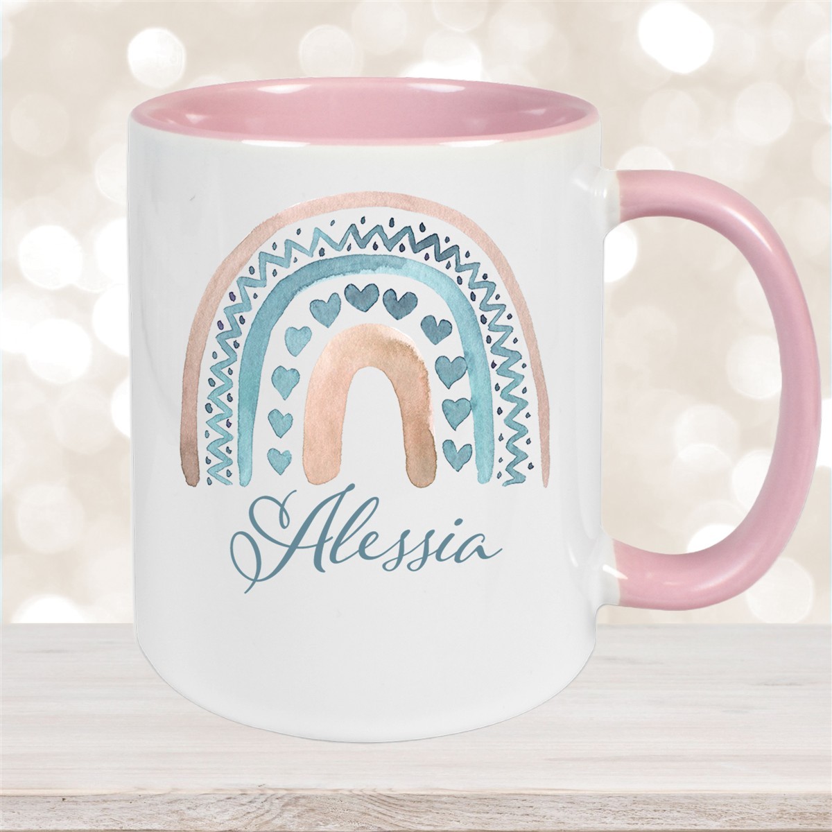 Tasse Wunschname Regenbogen #5 Keramik Kinderbecher versch. Farben