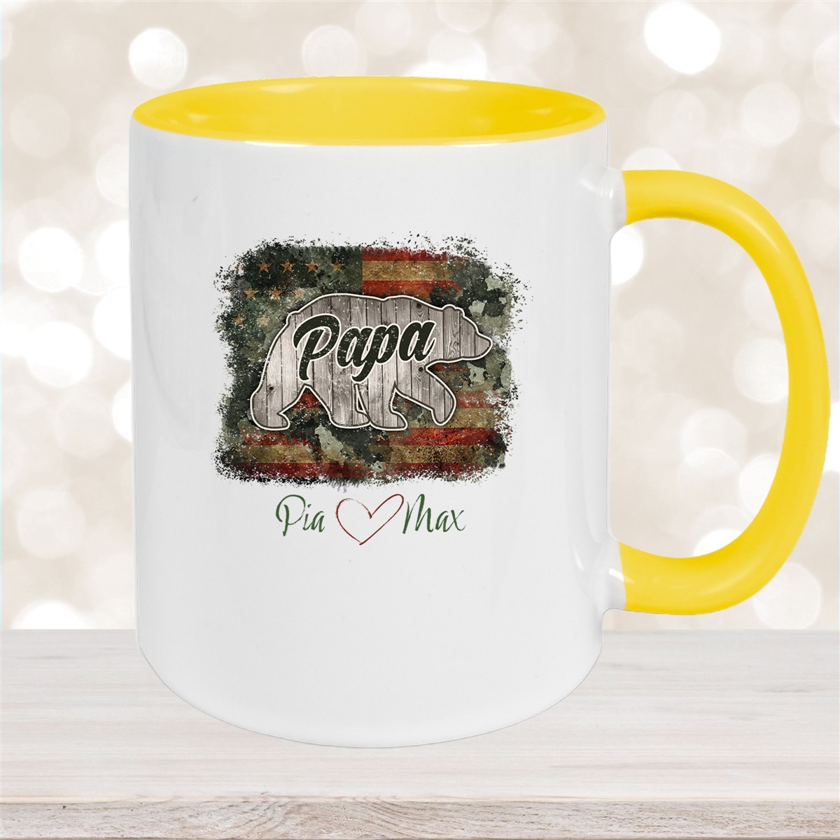 Tasse Vatertag #7 Papa "Bär" Wunschnamen Keramik Personalisiert versch. Farben