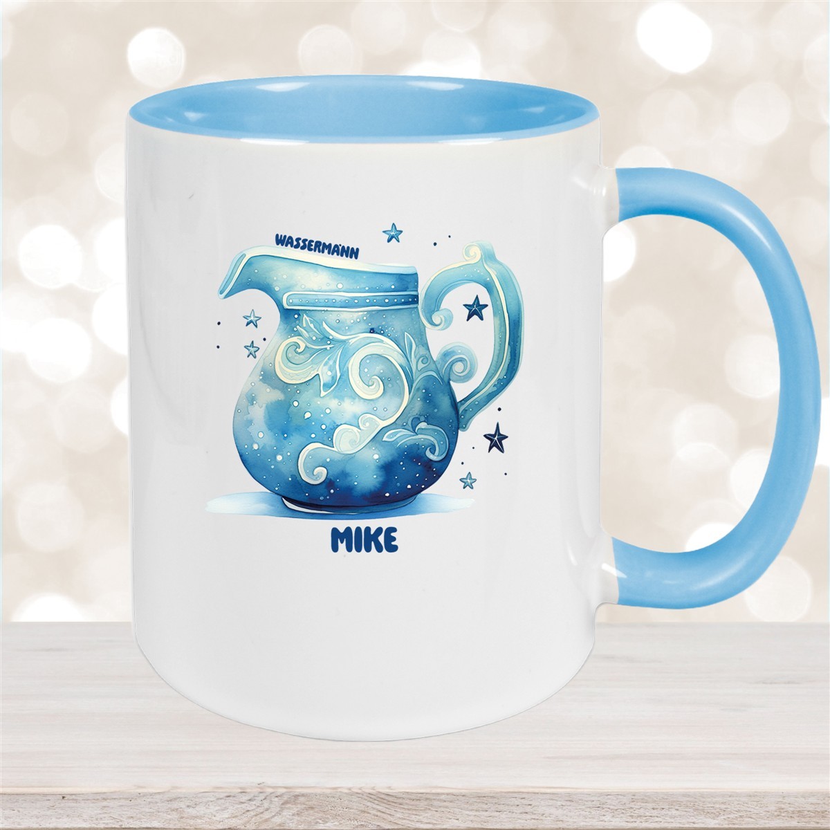 Tasse Sternzeichen Kinder Wassermann #1 Wunschname Keramik Kinderbecher personalisiert versch. Farben
