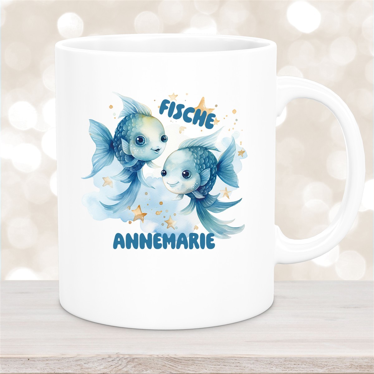 Tasse Sternzeichen Kinder Fische #1 Wunschname Keramik Kinderbecher personalisiert versch. Farben