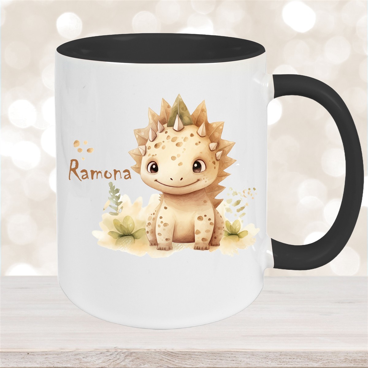 Tasse Wunschname Dino #2 Keramik Kinderbecher versch. Farben