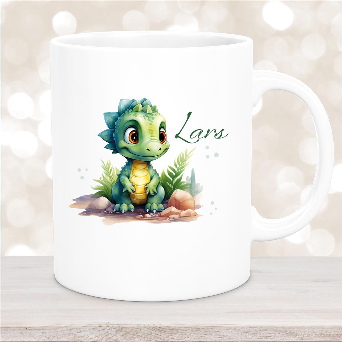 Tasse Dino #17 Wunschname Keramik Kinderbecher Personalisiert versch. Farben