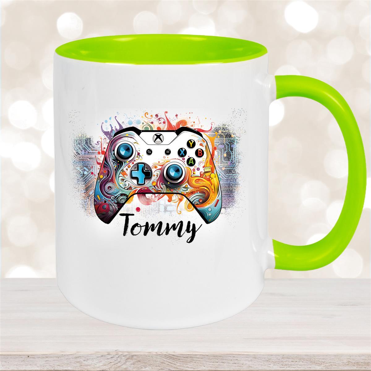 Tasse Gamer #2 Wunschname Keramik Kinderbecher personalisiert versch. Farben
