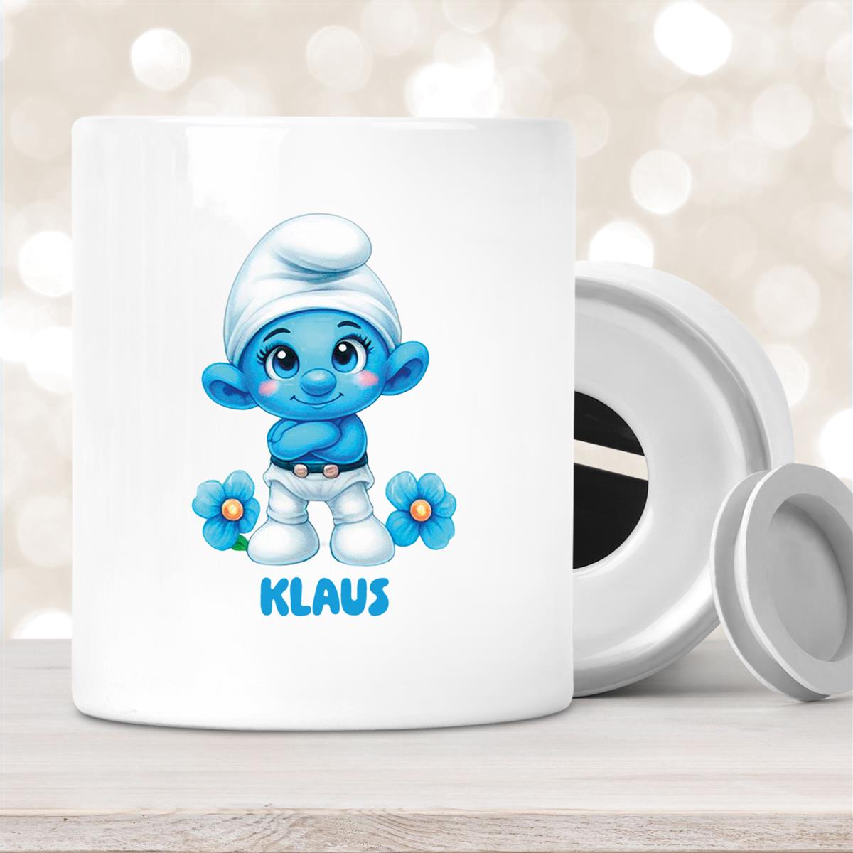 Spardose Schlumpf #3 Wunschname personalisiert